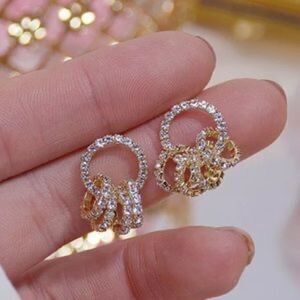 ❤️047❤️ 925 Silver Dangle Crystal Zircon Hoop Earrings